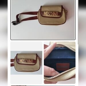 Moschino LOGO BELT BAG Vintage Made In Japan Tan Brown Nylon